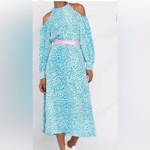 Stella McCartney leopard cut out shoulder midi dress size 46